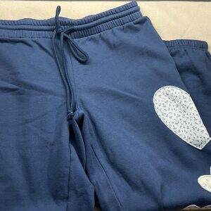 Demetra For Aeropostale Cuffed Navy Blue Heart Patched Sweatpants